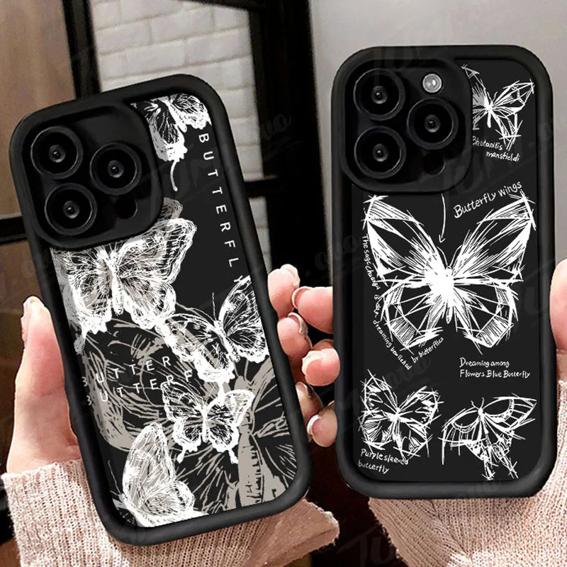 Bonita funda de teléfono de silicona con mariposa Retro para Xiaomi Redmi Note 13 12 11 Pro Plus 12S 11S 10S 10 9 9S 8 12C 13C, funda trasera mate