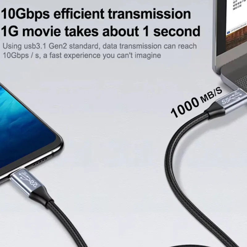 PD100W Cable de extensión USB C macho a hembra USB3.1 10Gbps tipo C Cable extensor Thunderbolt 3 para Nintendo Switch MacBook - imagen 4