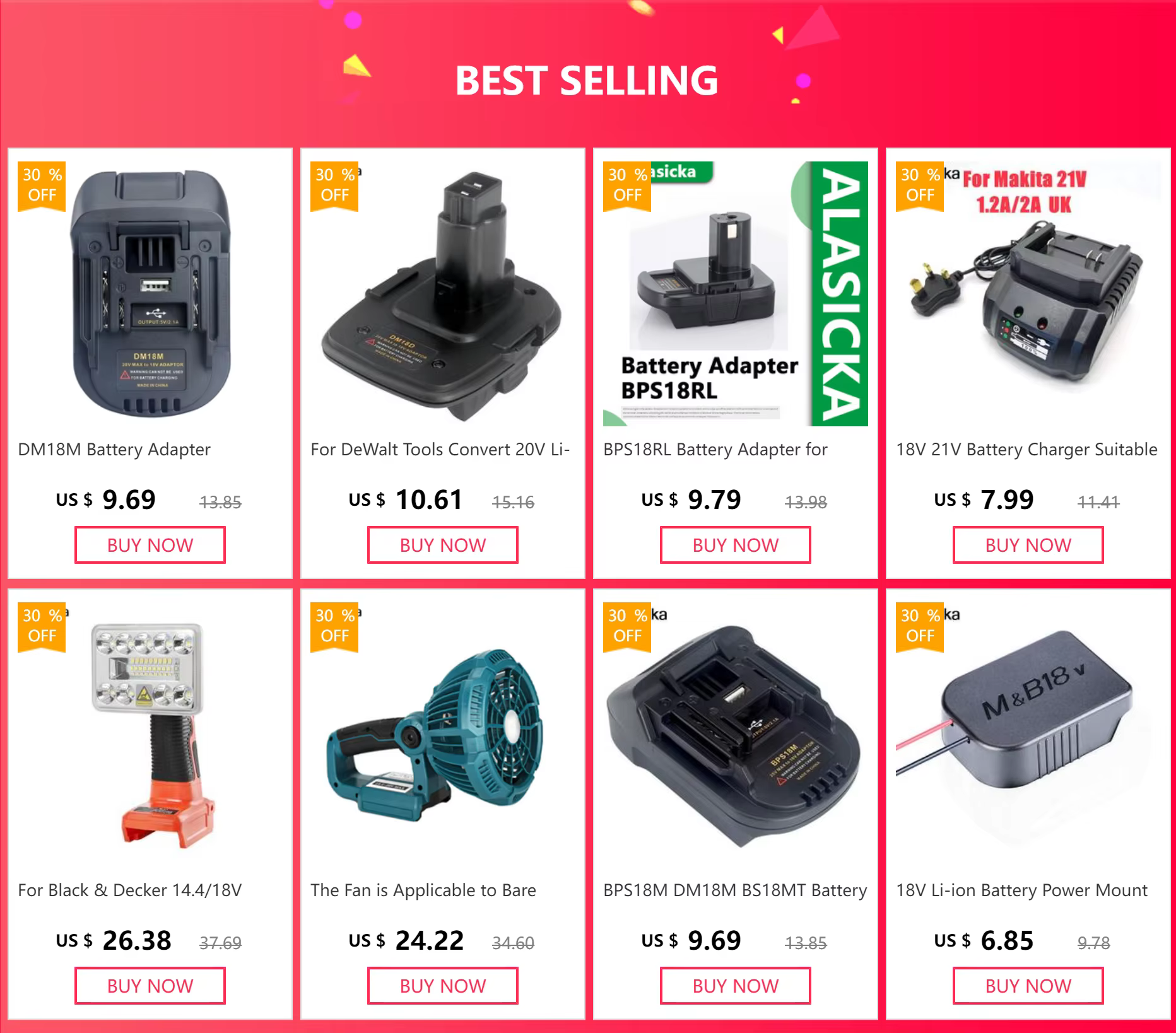 Adaptador convertidor de batería BS18MT negro para baterías Bosch y herramientas Makita