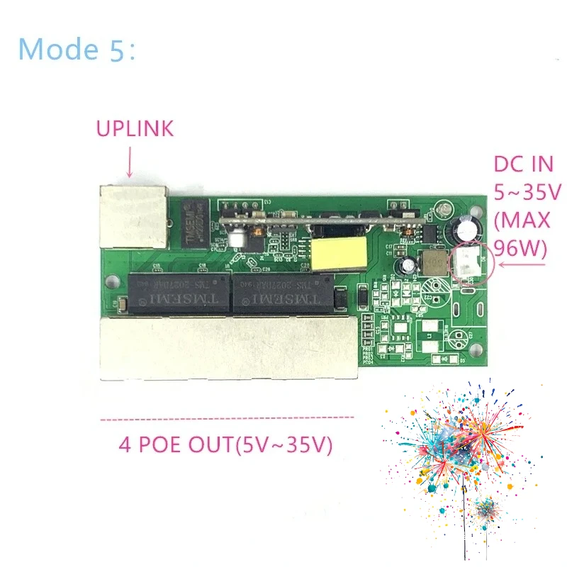 Conmutador POE Buck de potencia inversa entrada/salida POE 5V/12V/24V 90W/5 = 315W 100mbps 802.3AT 45 + 78-DC5V ~ 35V serie de larga distancia fuerza POE - imagen 5