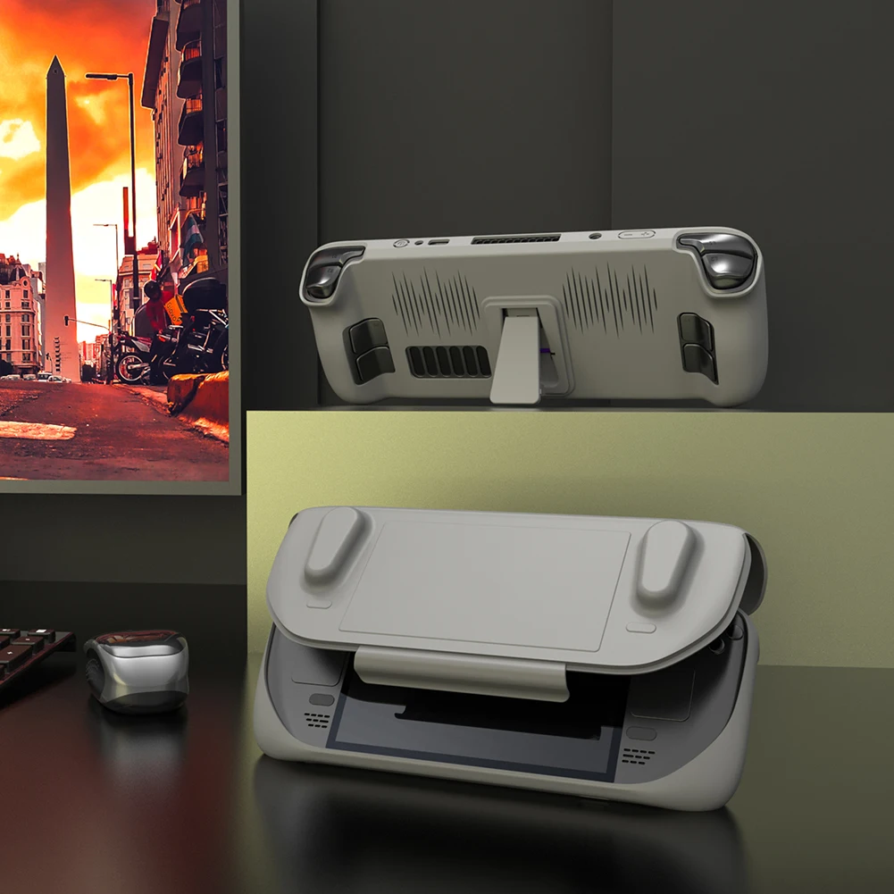 Funda protectora de consola de TPU, cubierta completa impermeable a prueba de polvo, cubierta frontal desmontable con soporte para Steam Deck - imagen 3
