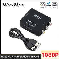 HD 1080P RCA AV a HDMI convertidor compatible AV/CVSB L/R Video Box compatible con salida NTSC PAL AV a HDMI para N64 Wii PS1/2/3 Xbox