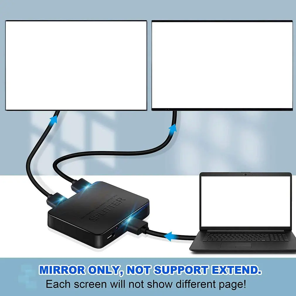 Una computadora portátil conectada a una caja negra con una luz azul