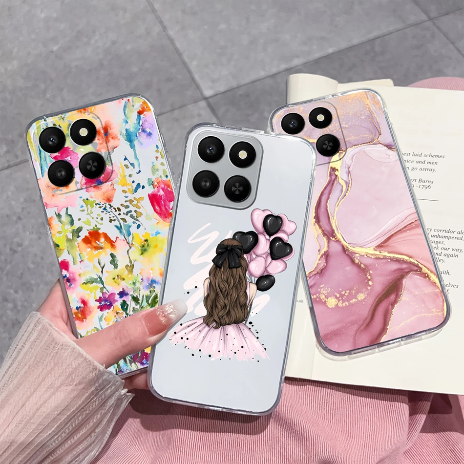 Para Honor 400 funda de teléfono inteligente patrones de chica encantadora suave delgada TPU transparente carcasa de silicona para Honor 400 funda inteligente a prueba de golpes