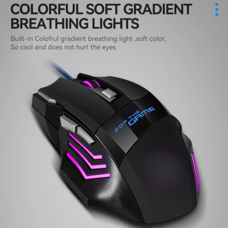 Ratón para juegos con cable USB G6, 7 botones, 5500DPI, óptico ajustable, ergonómico, para deportes electrónicos, para ordenador portátil, PC, Xiaomi, HUAWEI, Samsung Pad - imagen 5