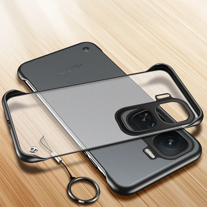 Para IQOO Neo 10 Pro funda con anillo sin marco mate PC cubierta de protección dura para IQOO Neo 9S Pro Plus Neo9 8 Pro funda de teléfono parachoques - imagen 2