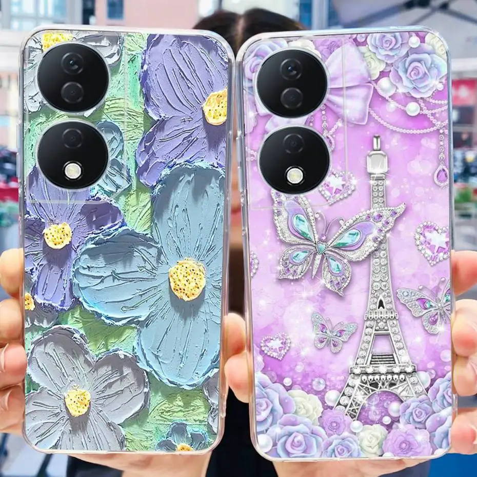 Funda para Honor X7b 2023, carcasa trasera de TPU de silicona suave, Gato bonito, dinosaurio pintado, parachoques de teléfono para Honor X7b X 7B 4G CLK-LX1 LX3 - imagen 2
