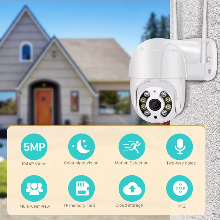 Mini cámara PTZ Wifi 4K, inalámbrica IP H.265, seguimiento automático de 5MP con Zoom Digital 4x, detección humana AI y fuente de luz Dual - imagen 4