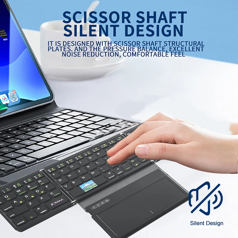 Teclado Bluetooth plegable con panel táctil grande/teclado numérico teclado de viaje inalámbrico de cuero portátil para Windows/i0S/Android - imagen 3