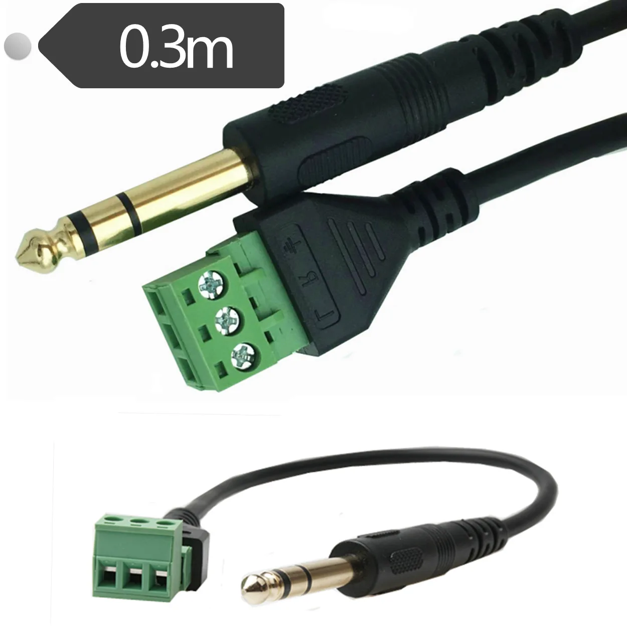 Video AV Balun 3,5mm 4 polos 6,5mm 3 polos estéreo macho a AV Terminal de tornillo conector estéreo 3,5mm conector de clavija de bloque de terminales macho