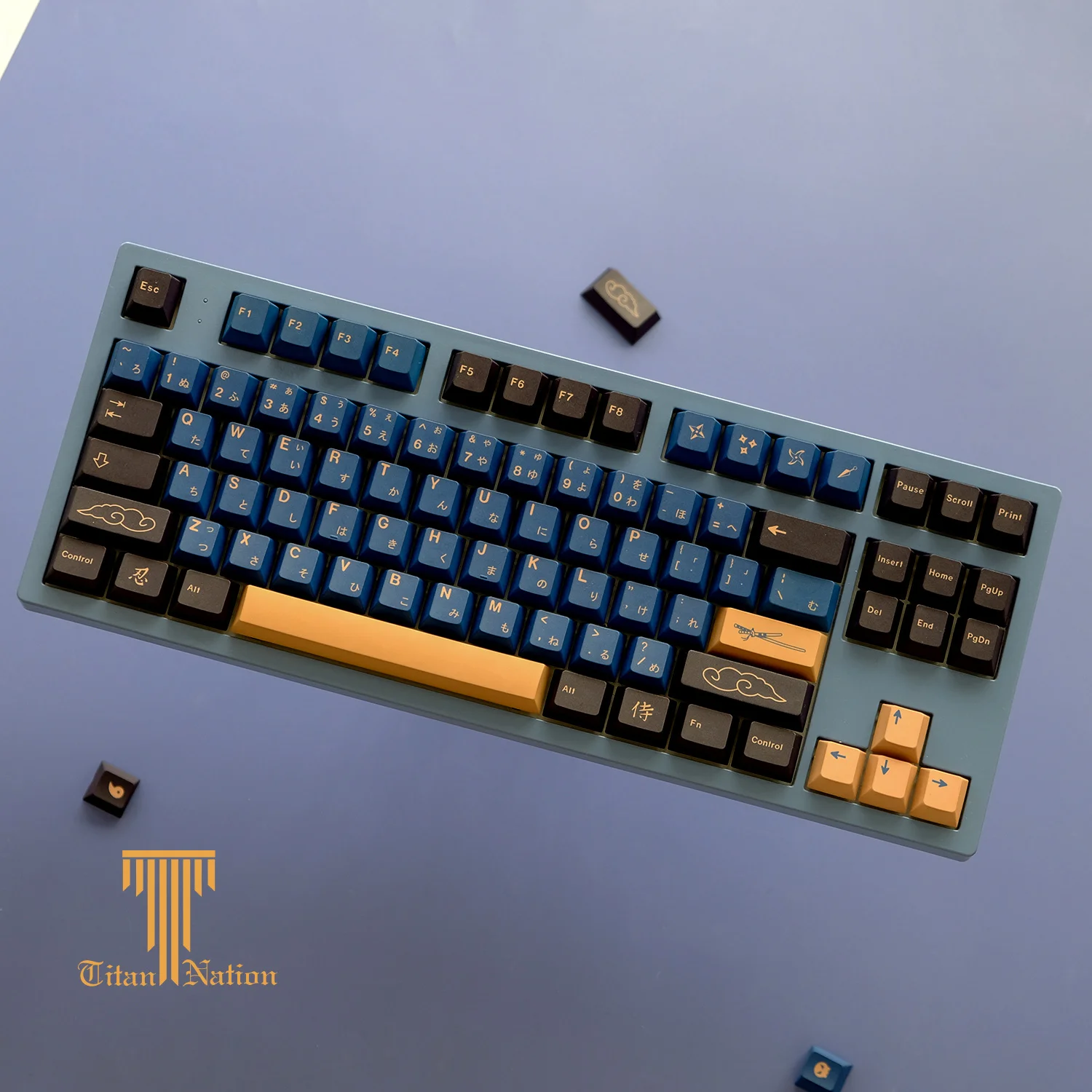 129 Keys/set GMK Blue Samurai Keycaps PBT Dye Subbed Key Caps Cherry Profile Keycap For Keychron Q2 65% 75% Anne GH60 GK64 Poker - imagen 2