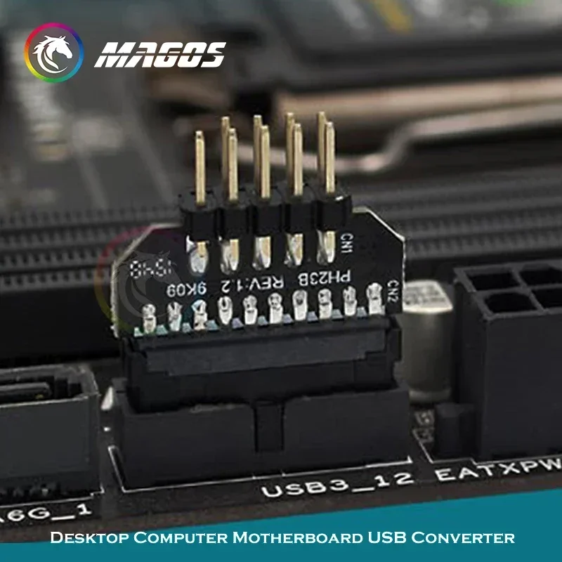 Placa base de ordenador de escritorio, convertidor USB USB3.0 a USB2.0, conversión mutua, carcasa macho de 9 pines a adaptador de 19 pines - imagen 5