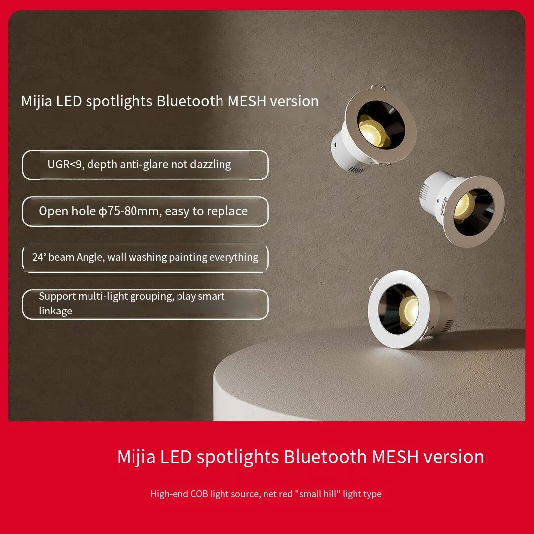 Xiaomi Mijia-foco LED inteligente de malla, lámpara de techo Led empotrada regulable continua para interiores, luz para el hogar para sala de estar - imagen 5
