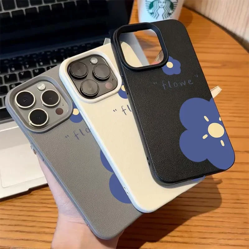 Funda de teléfono con patrón de lichi de flor azul para iPhone 16e, fundas para iPhone 16 Pro Max 15 14 13 12 11 XS X XR 16 Plus, funda de TPU a prueba de golpes - imagen 4