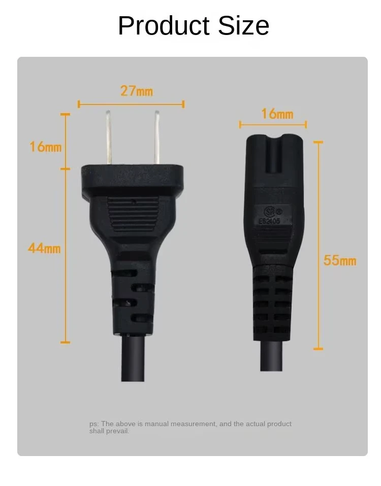 QMQF UE EE. UU. 1,5 M Cable de alimentación 2pin IEC320 C7 Cable de extensión para cargador de ordenador portátil Dell Canon Epson impresora Radio altavoz PS4 XBOX AC - imagen 2
