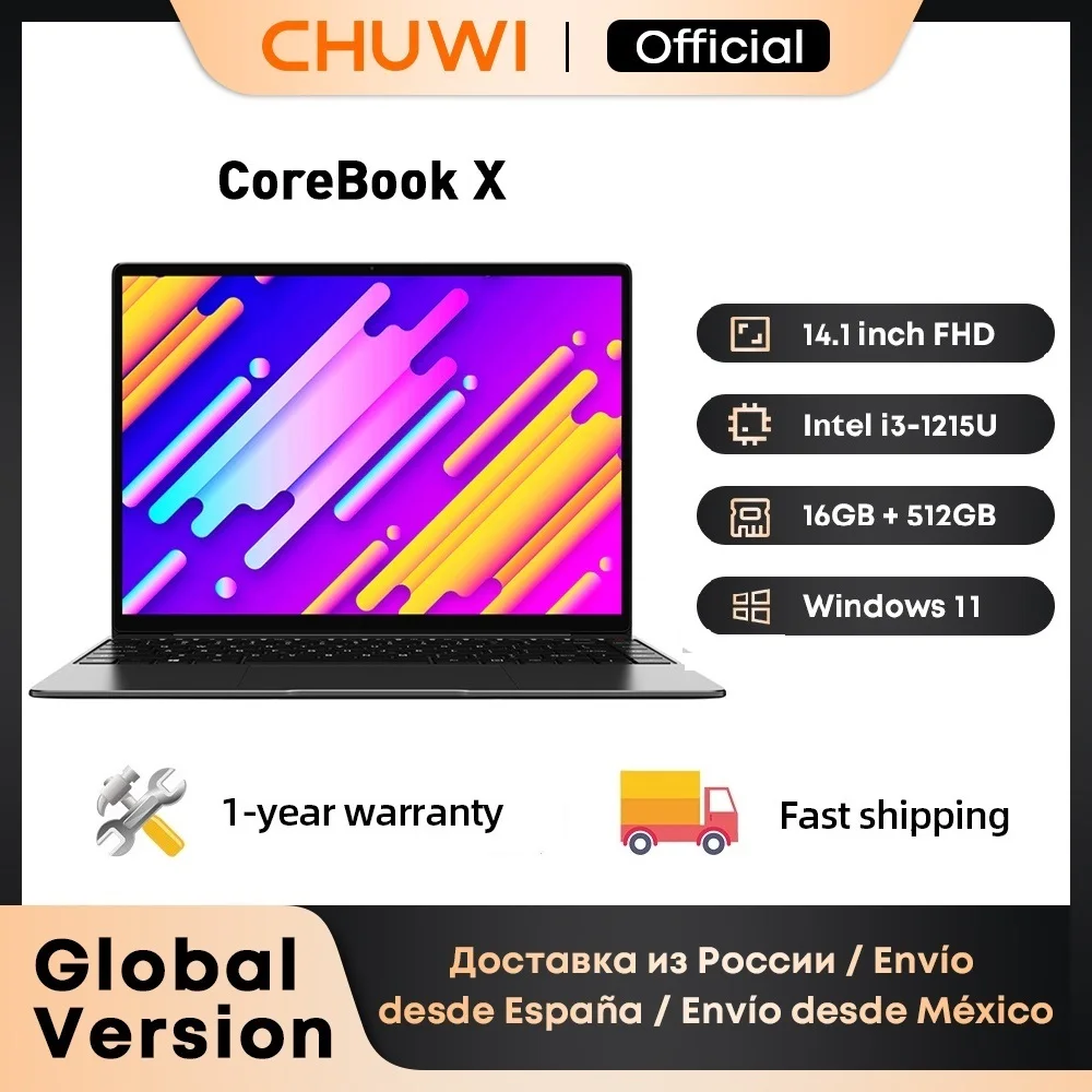 CHUWI CoreBook X Core i3 1215U Gen Gaming Laptop 14 Pulgadas 2160x1440 Resolución 16GB RAM 512GB SSD WiFi6 Windows 11 Computadora PC - Vista principal del producto