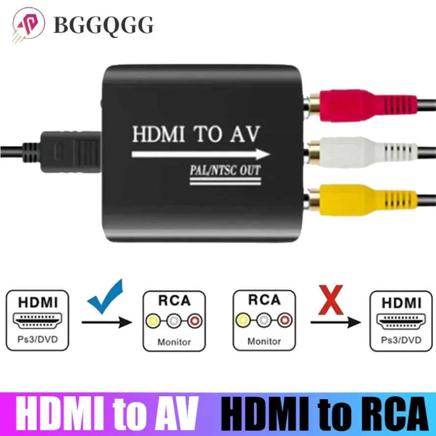HDMI a RCA AV CVSB L/R Video 1080P caja convertidora de escalador HD HDMI a AV adaptador compuesto de vídeo HDMI2AV adaptador compatible con NTSC PAL