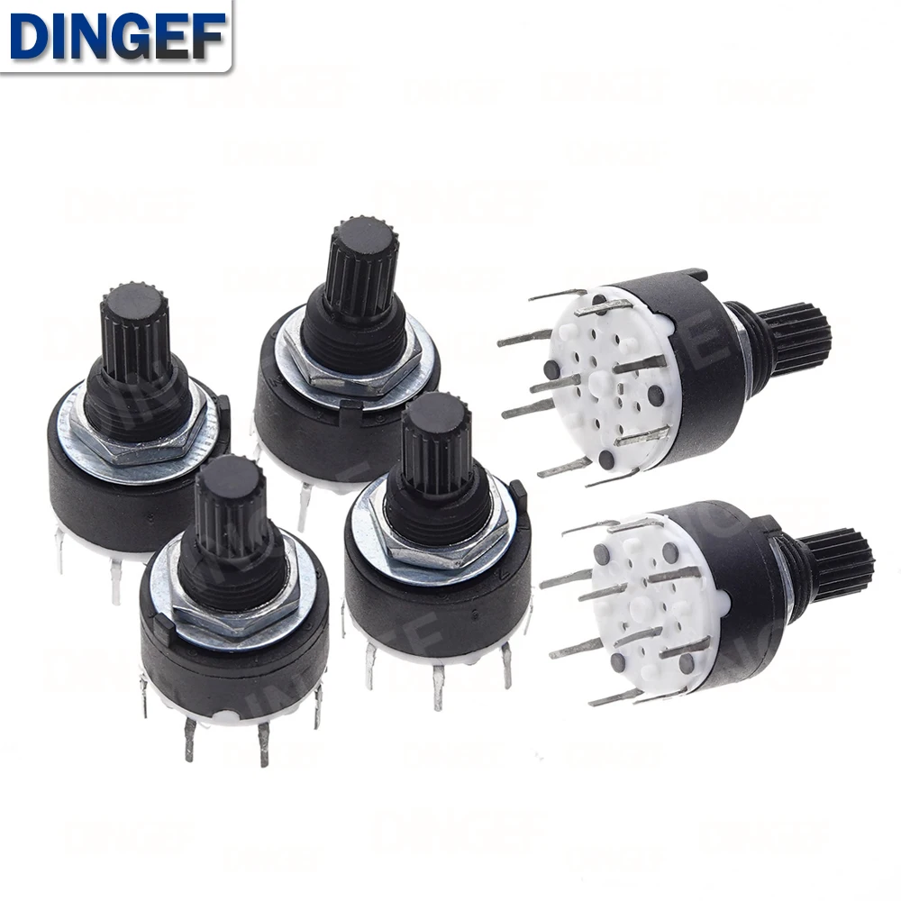 1 Uds 1/2 polos 3/4/5/6/8 posiciones RS16 16mm interruptor de banda giratoria 16MM DC60V 0.3A 15mm eje flor interruptor redondo - imagen 2