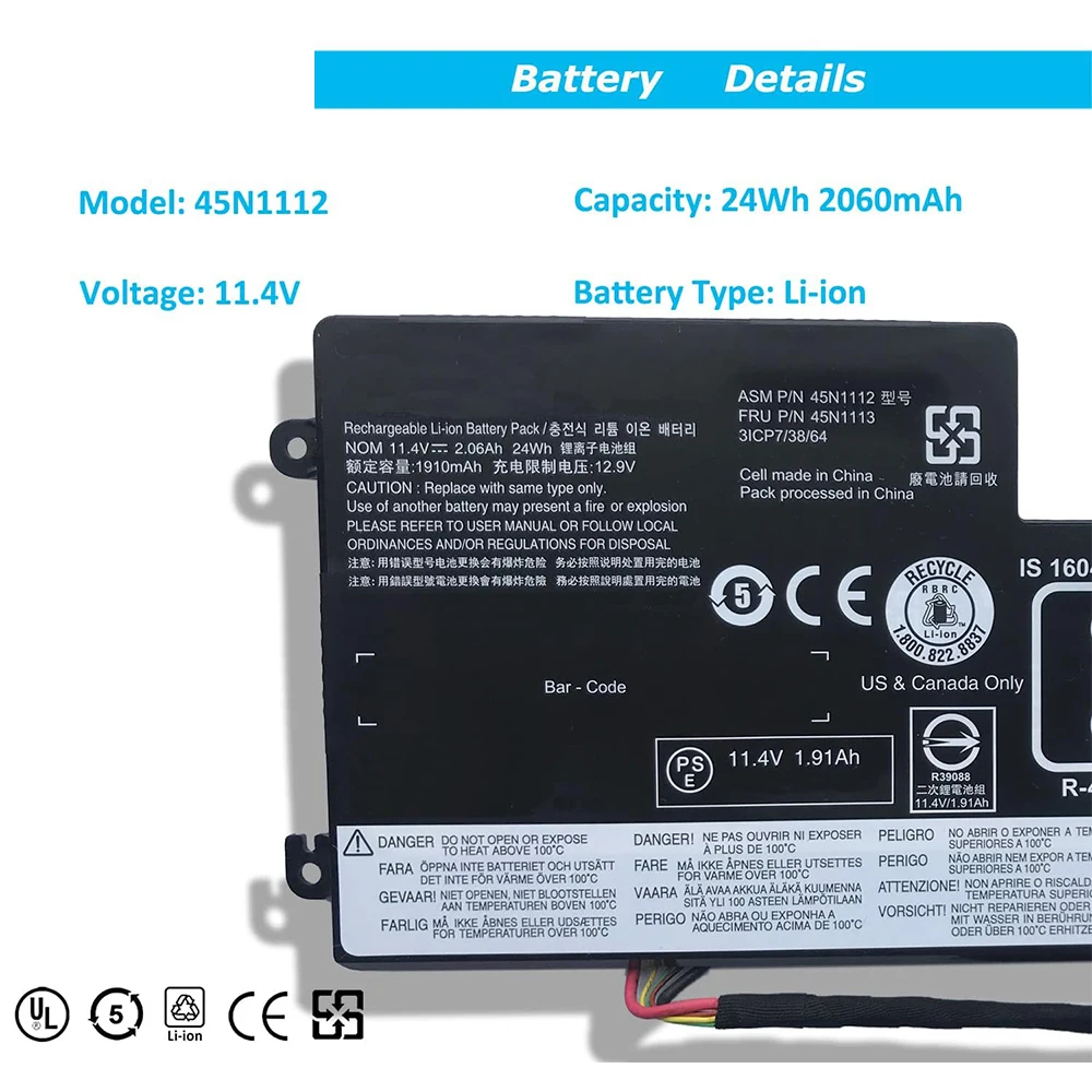 45N1112 batería del ordenador portátil para Lenovo ThinkPad A275 T440 T440S T450 T450S T460 X230S X240 X240S X250 X260 X270 serie 45N1108 - imagen 3