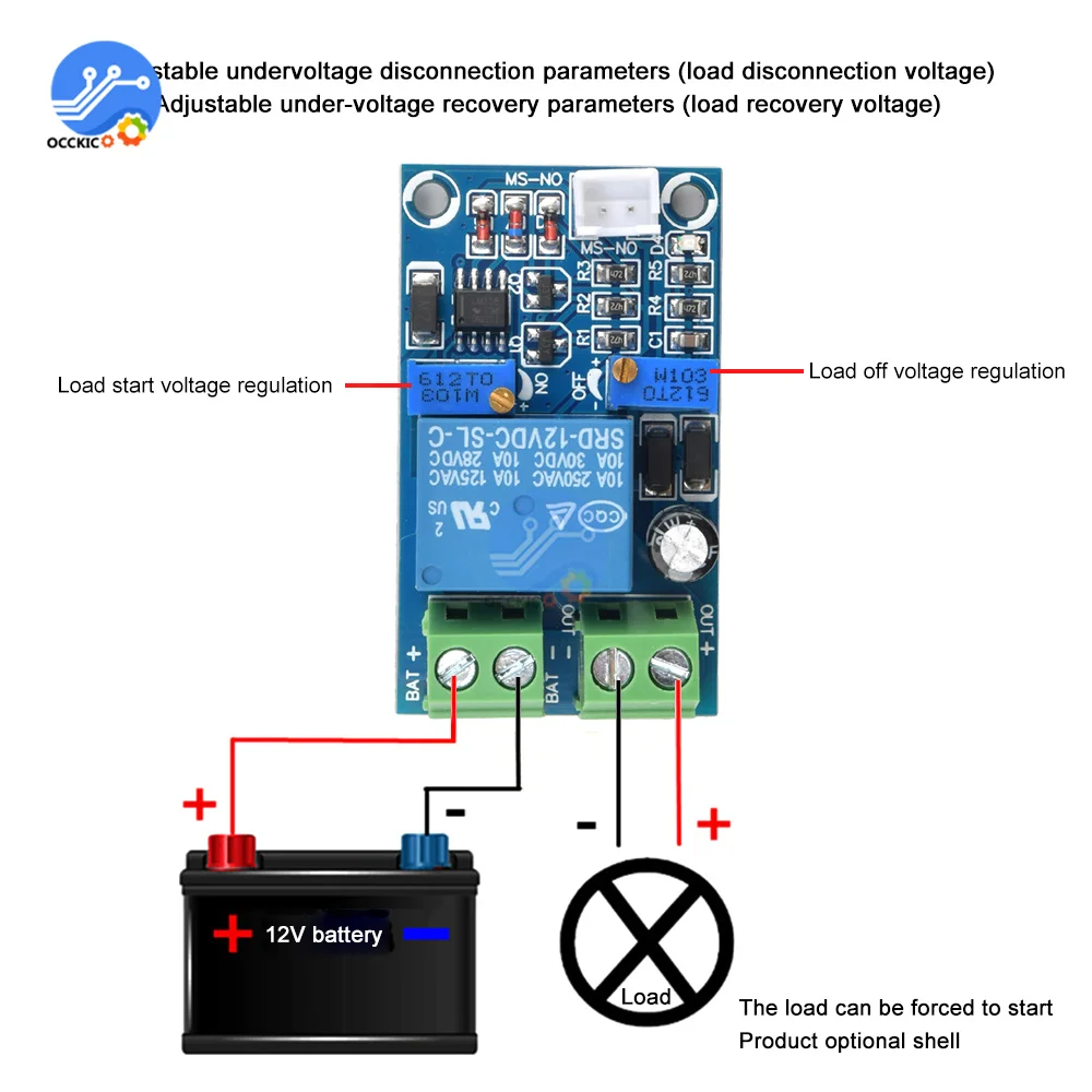 Módulo de batería de almacenamiento de 12V, batería de bajo voltaje, corte, interruptor automático, módulo de protección de recuperación