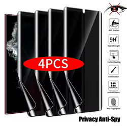 Película de hidrogel antiespía para Samsung Galaxy S20 Plus S21 FE S22 S23 S24 Ultra Plus Note 10 20 Ultra Protector de pantalla de privacidad, 4 Uds.