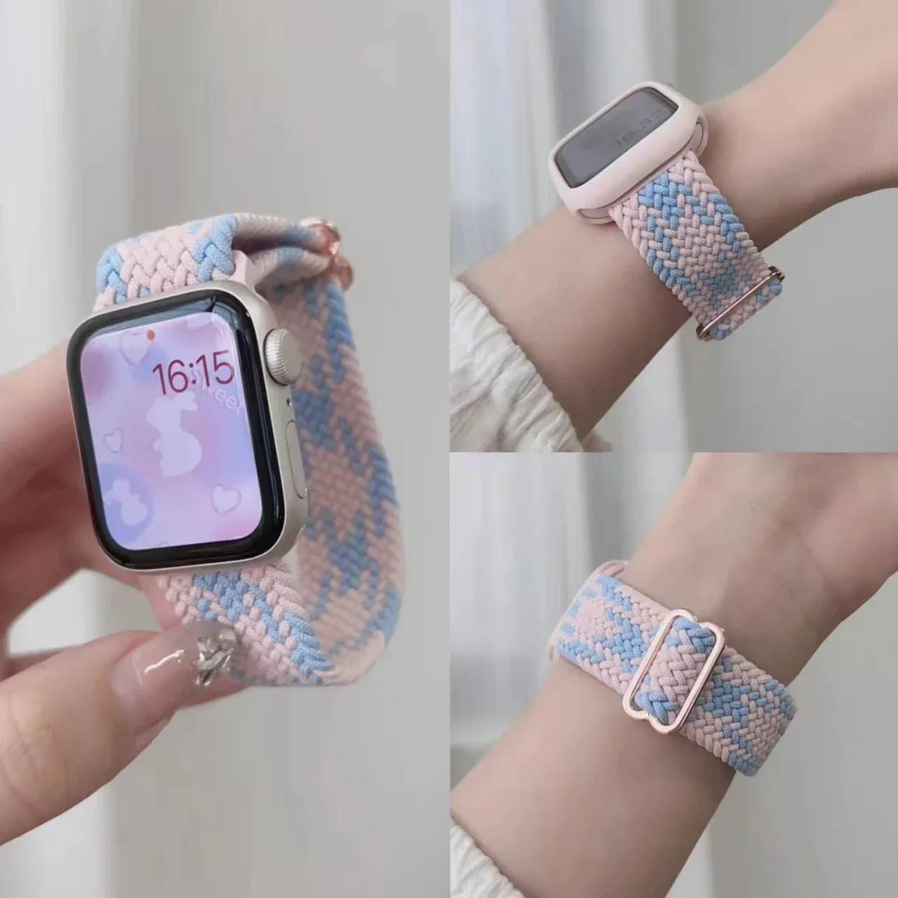 Bucle Solo trenzado para Apple watch Band 44mm 45mm 46mm 40mm 41mm Ultra 2 49mm pulsera correa iwatch Series 10 9 SE 8 7 6 5 Correa - imagen 5