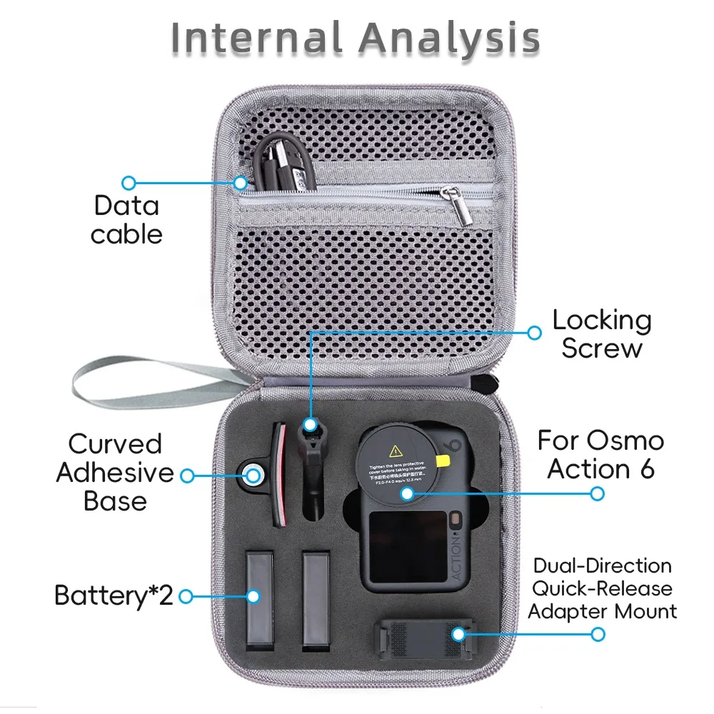 Mini estuche de almacenamiento para DJI Action 6, Estuche de transporte antiarañazos de viaje, bolso portátil, funda protectora, accesorios para cámaras deportivas - imagen 2