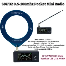 Radio Portátil SI4732 de Bolsillo – Pantalla IPS Todas Bandas AM/FM/LSD/USB
