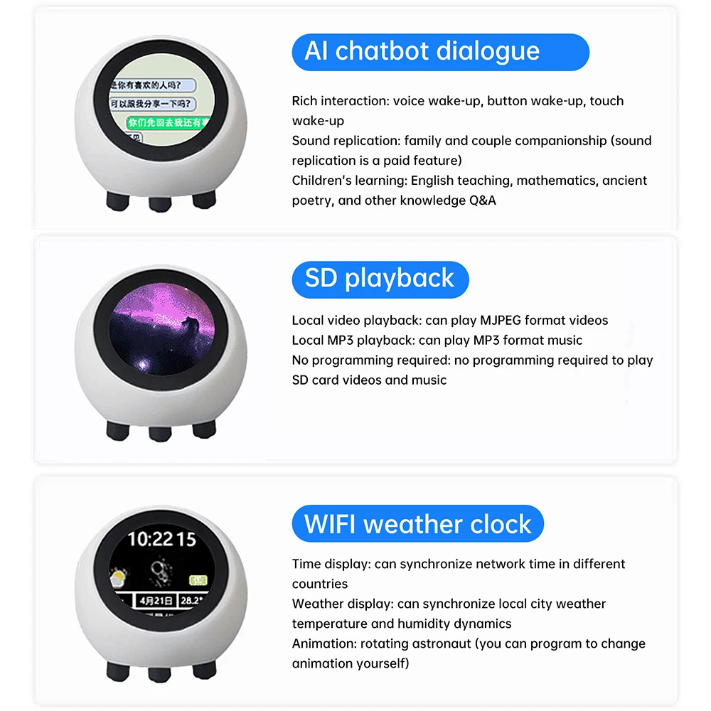 ESP32-S3 mejorado pantalla Ai de 1,28 pulgadas para Robot de voz de inteligencia Artificial Deepseek con soporte ESP32-N16R8 tipo C - imagen 5