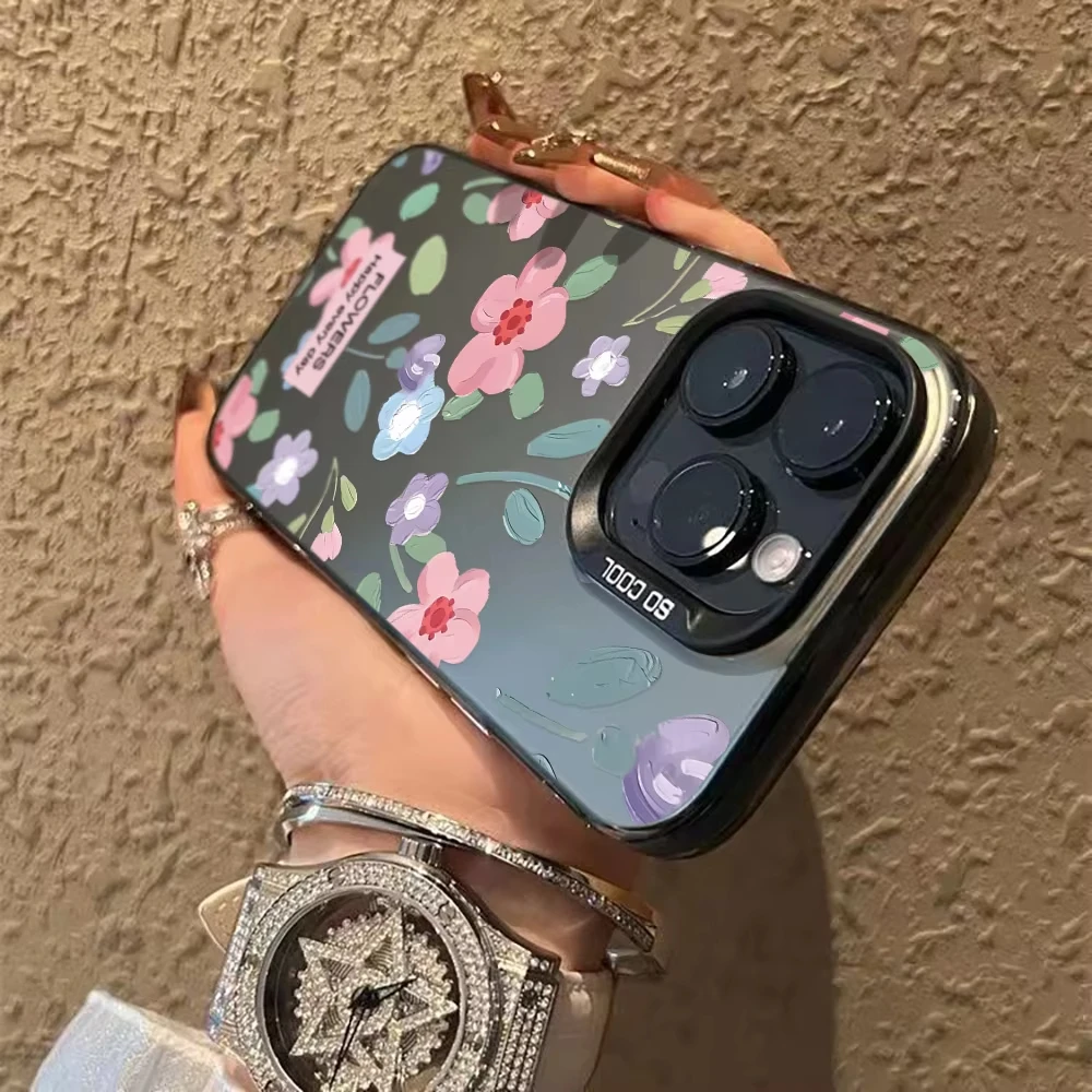 Funda de teléfono con patrones de flores coloridas para iPhone 17 Pro Max 16 15 14 13 12 11 XR XS 16 Plus 16E 17 cubierta dura a prueba de golpes de aire - imagen 5