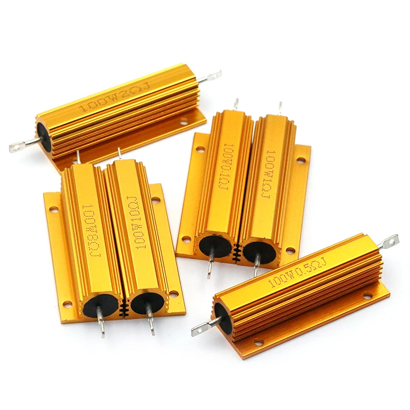 Resistencia de aluminio dorado de alta potencia, 1 piezas, 100W, 0,1 ~ 500Ω, 0,1, 0,2, 0,5, 1, 2, 3, 4, 5, 8, 10, 20, 50, 100, 200, 500 Ohm - imagen 3