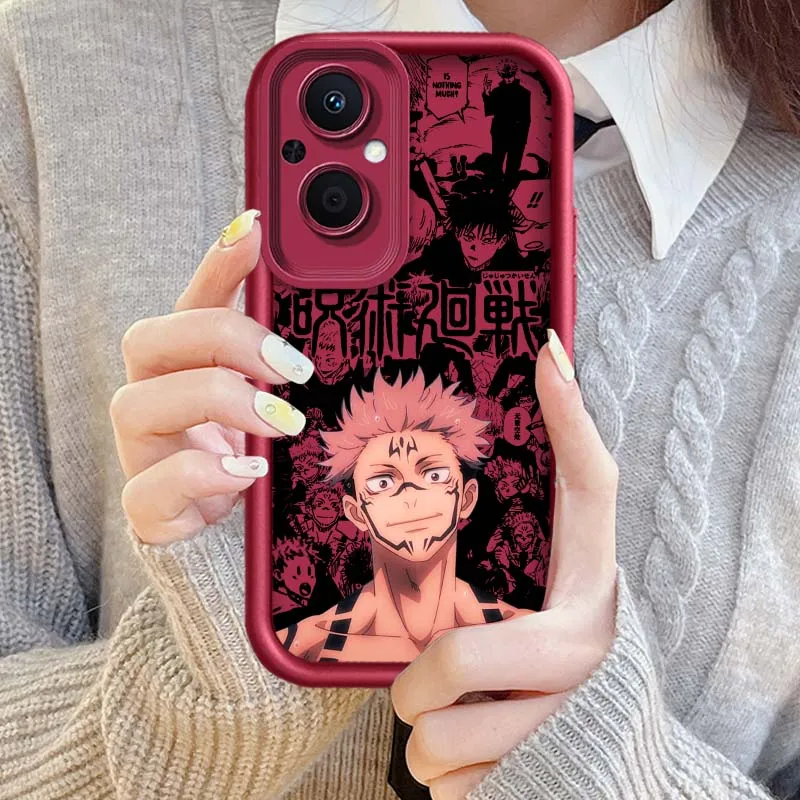Jujutsu Kaisen Yuji Sukuna funda de moda para OPPO Reno10 Reno8 Reno7 Reno6 Reno5 T Z Lite Pro Plus 5G funda de teléfono con escalera ocular - imagen 5
