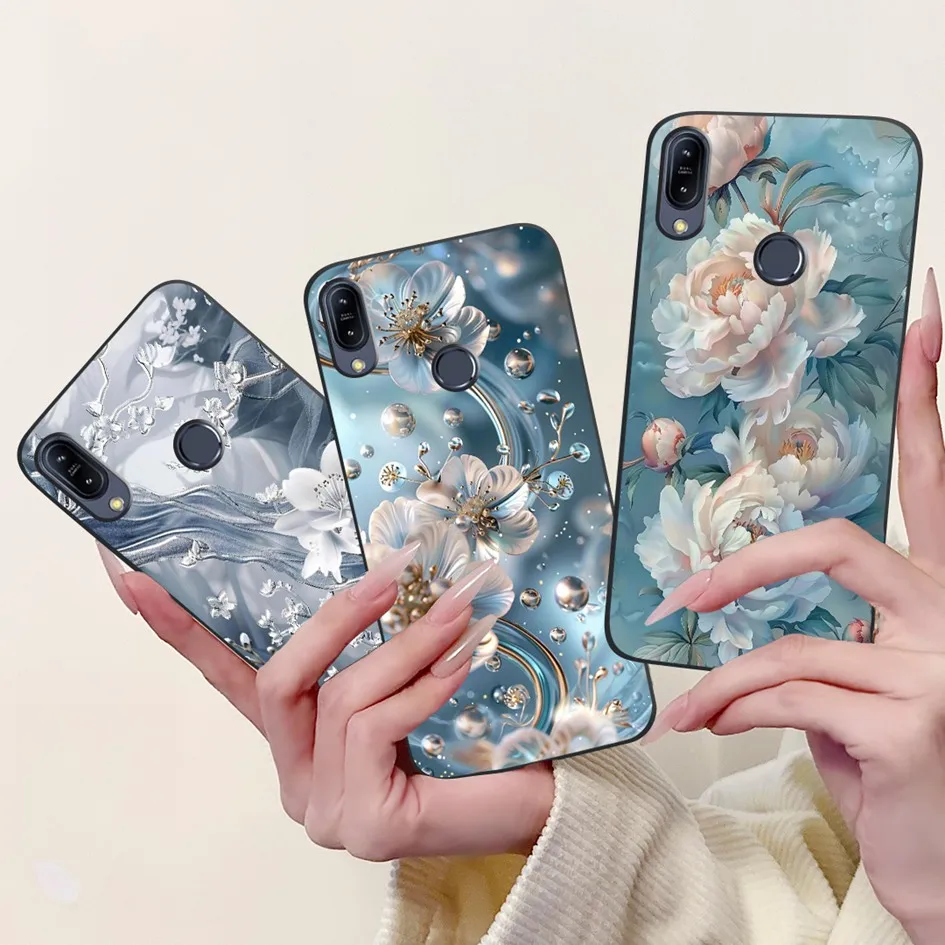 Nueva funda para Asus ZenFone Max M1 ZB555KL X00PD TPU elegante flor suave funda de silicona negra para Asus ZB556KL ZB 555KL Coque - imagen 5