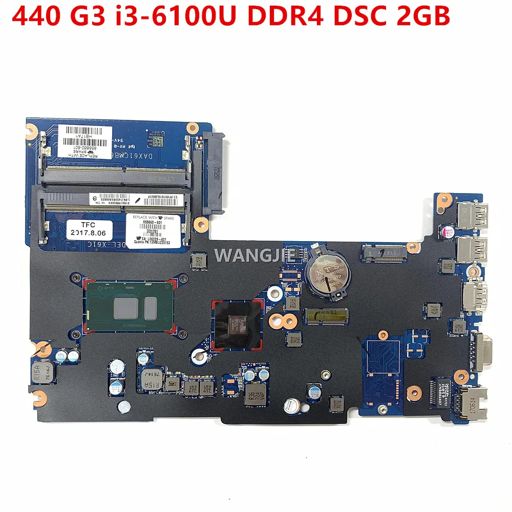 DAX61CMB6D0 para HP ProBook 440 G3 Notebook PC placa base para ordenador portátil 855660-601 855660-001 216-0864032 DSC 2GB i3-6100U fDDR4