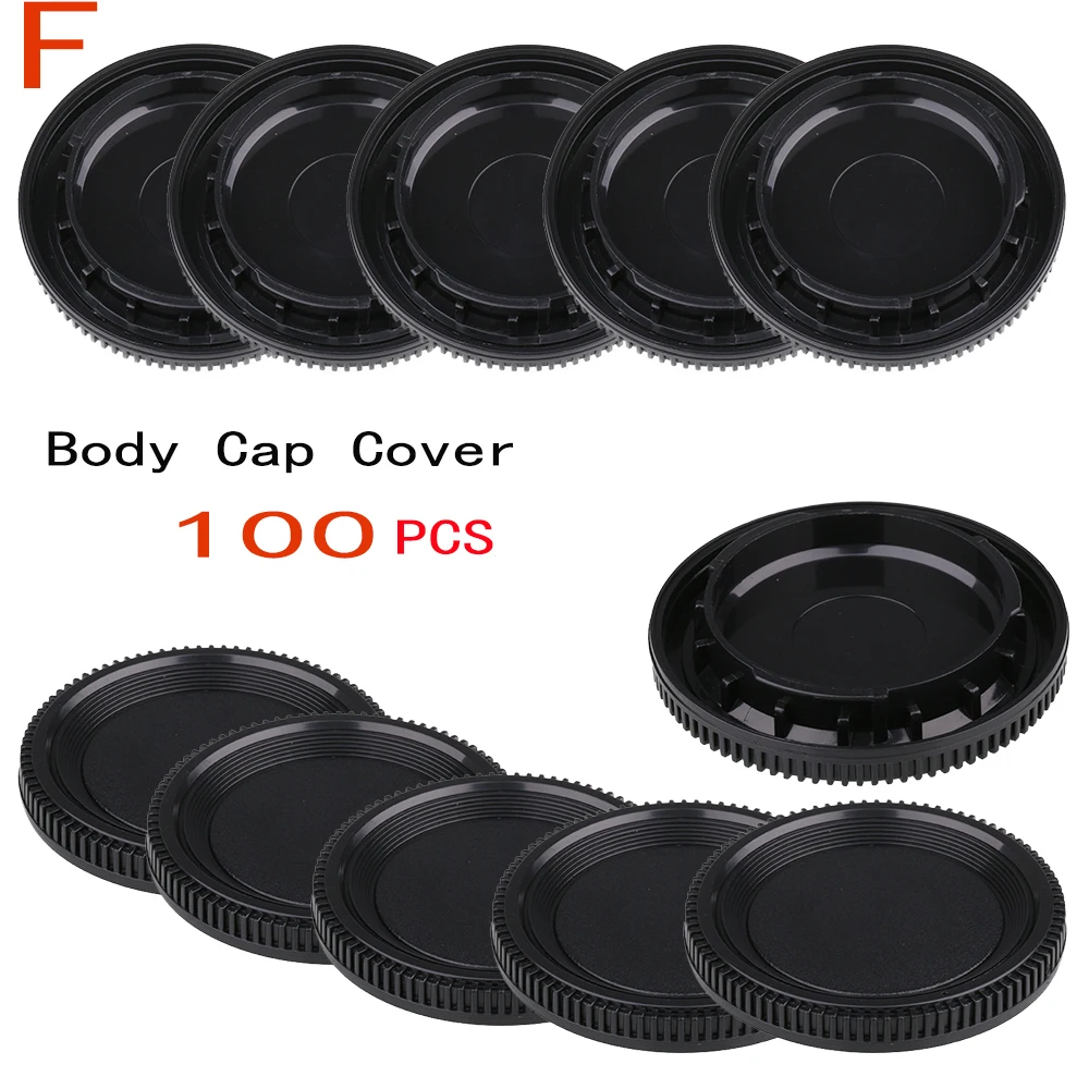 100 Uds. Para Nikon F mount AI AIS tapa trasera de lente o tapa del cuerpo de la cámara o juego de tapas tapa de lente negra de plástico sin logotipo para D850 D500 - imagen 3