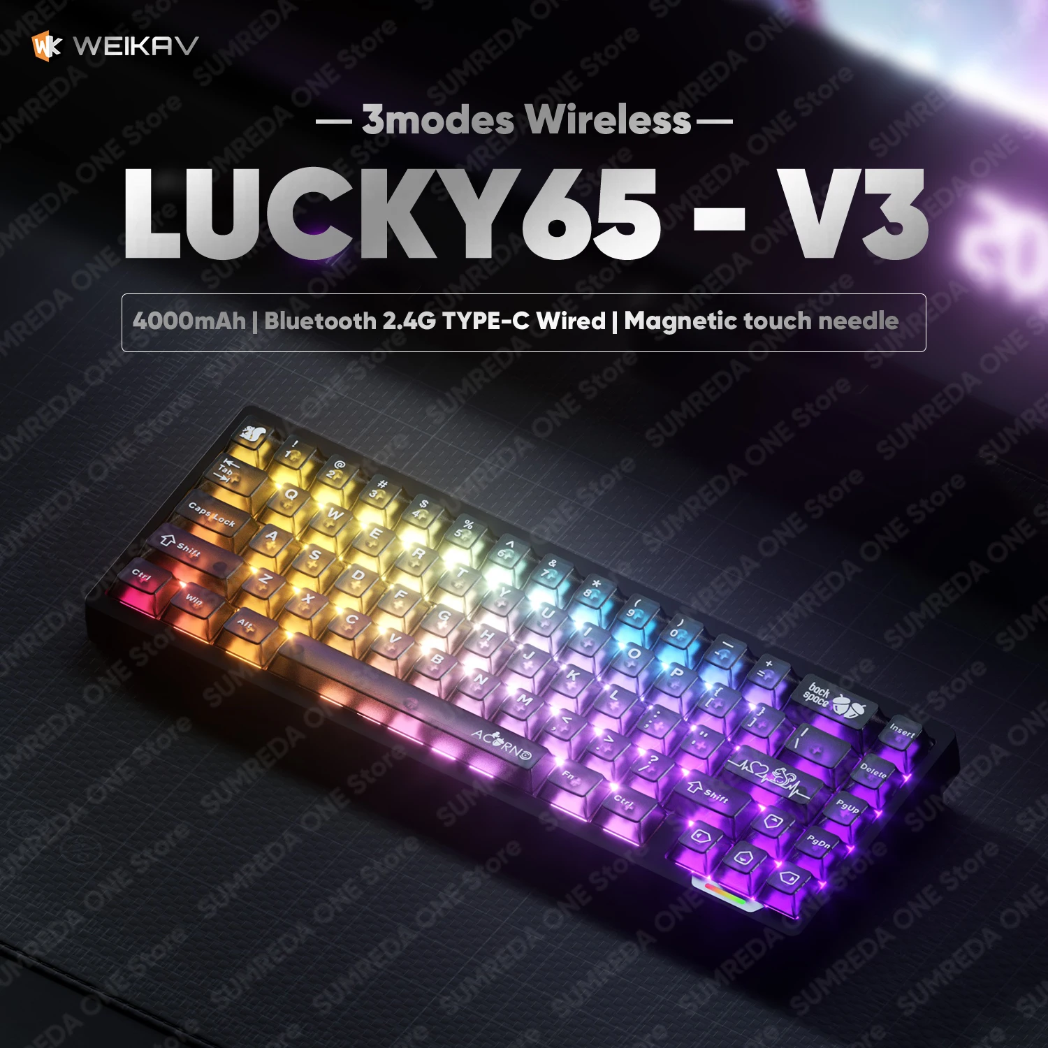 Lucky65 V3 NUT65 Kit de teclado mecánico inalámbrico de aluminio para jugar RGB Hotswap Esports PC Gamer 68% teclado de diseño DIY Kits nuevo