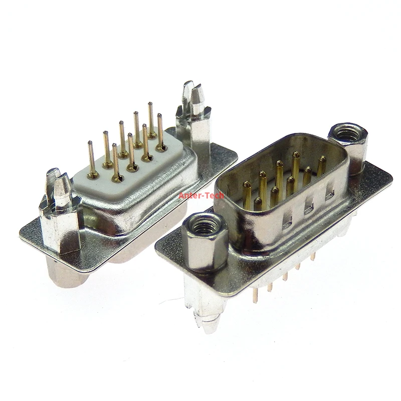 5pcsDB9 9pin recto 180 grados macho/hembra enchufe D-sub PCB conector de montaje DP9 puerto serie arpón con tornillo fijo recto - imagen 5
