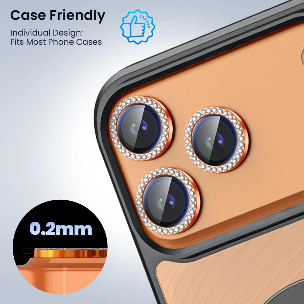 Protectores de cámara con anillo de diamante de lujo, 1-3 uds., para 17 15 14 13 12 11 16 Pro Max Plus, lente de cámara de vidrio templado para IPhone 17 Air - imagen 5