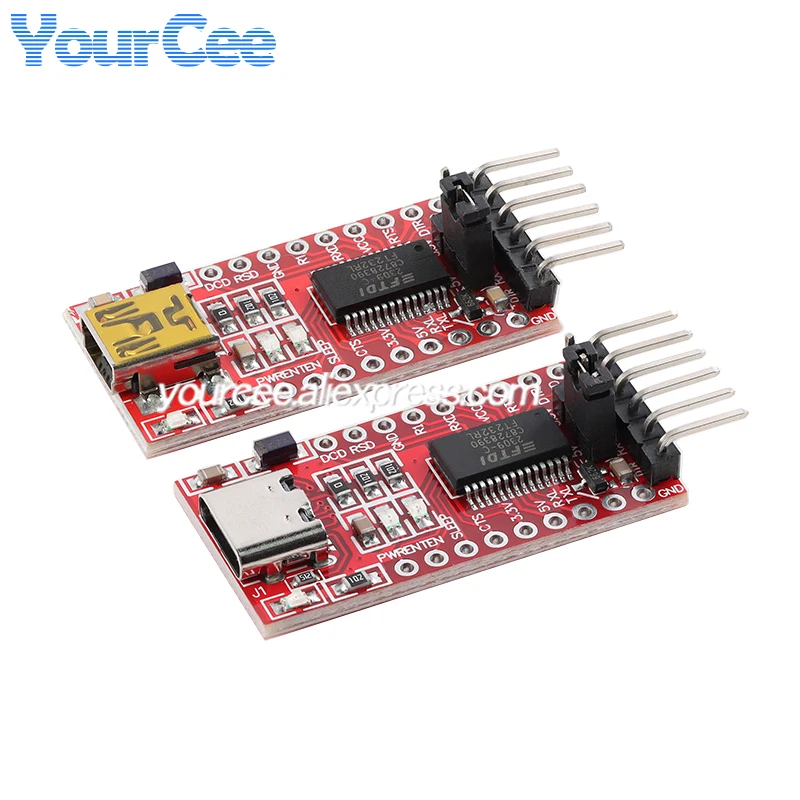 Placa de conversión de módulo de puerto serie USB a TTL FT232RL, compatible con línea de cepillo de quemador de descarga de 3,3 V y 5V, tipo C/ini, 5 uds./1 ud. - imagen 2