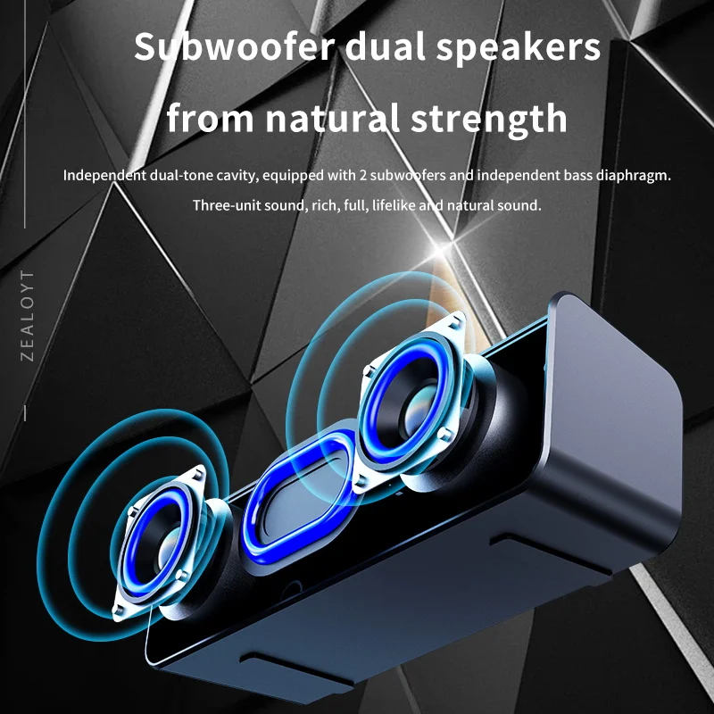Zealot-altavoz inalámbrico portátil para exteriores, Subwoofer, TWS, batería de 1800mAh, estéreo fuerte, graves potentes Cable de carga, - imagen 2