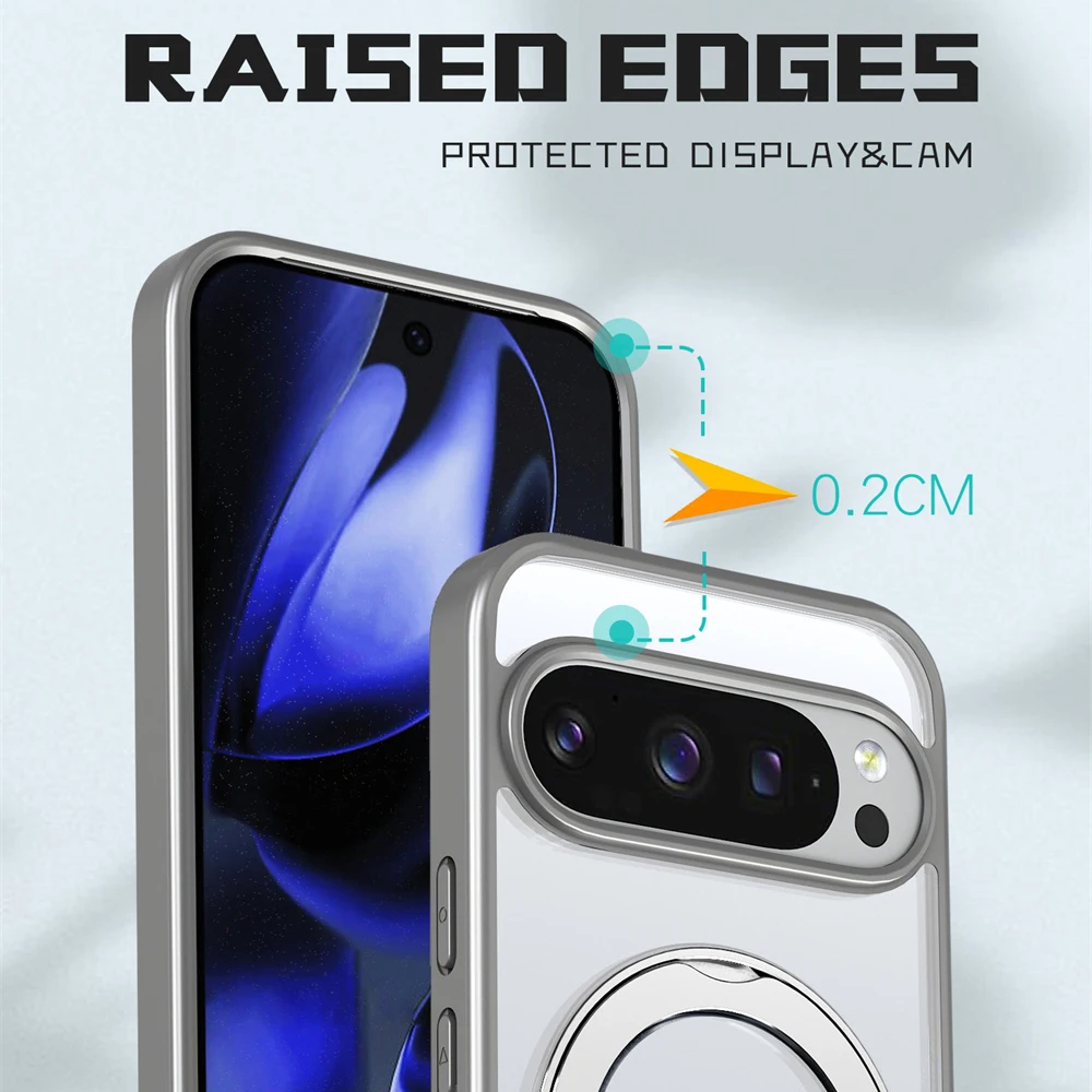 Anillo magnético de aleación de aluminio, funda de teléfono Stan d giratoria magnética para Google Pixel 9 10 Pro XL 9A, cubierta esmerilada mate a prueba de golpes - imagen 5