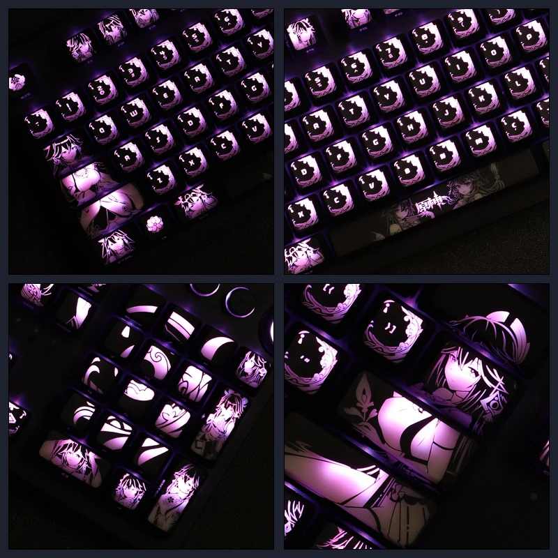 Juego de teclas retroiluminadas de Anime Genshin Impact Yae Miko, revestimiento de PC para Logitech G610 Razer BlackWidow Huntsman Corsair K70, 1 Juego - imagen 5