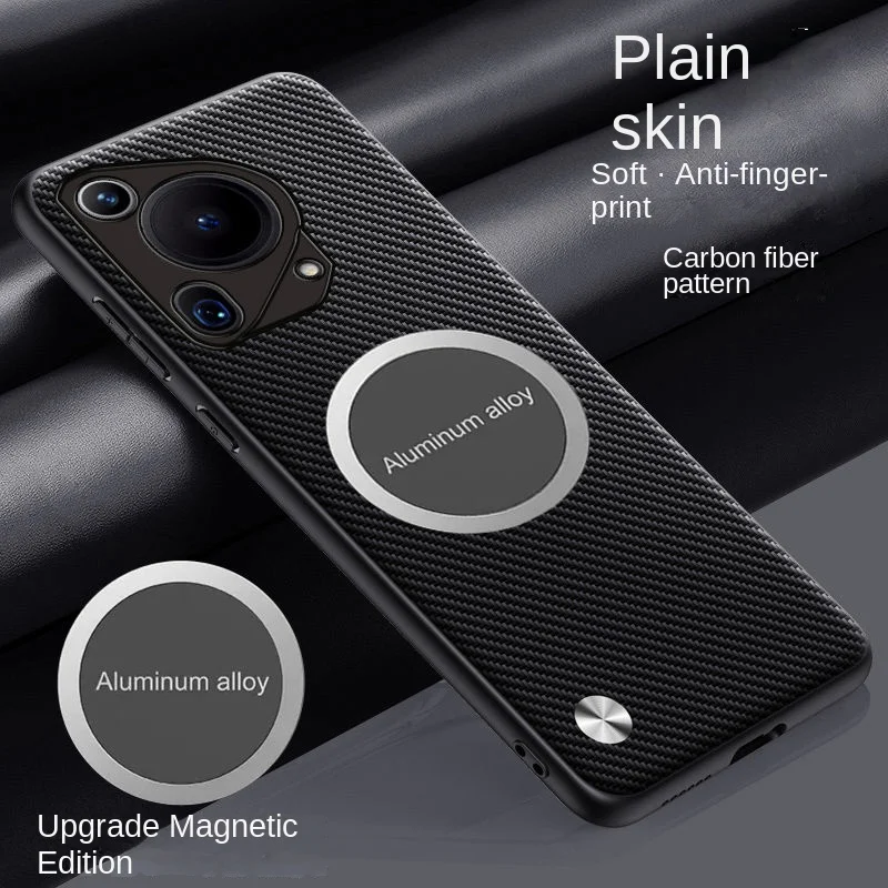 Funda trasera protectora magnética de cuero vegano suave para Huawei P70, P60, P50, P40, P30 Pro - imagen 5