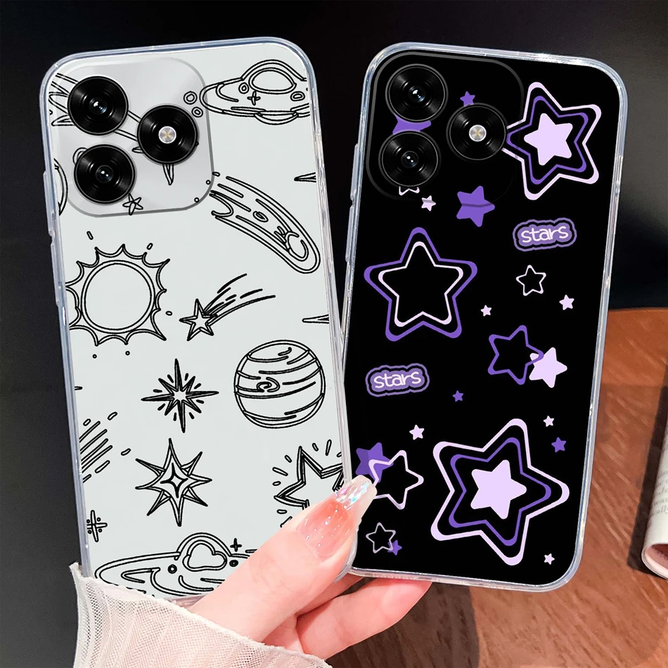 Para Honor X5C Plus Funda con patrones de flores de la suerte Funda de teléfono ligera transparente para Honor X 5C + parachoques de silicona TPU suave y delgado - imagen 3