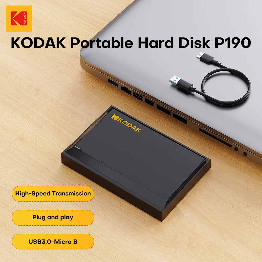 KODAK HDD portátil 1TB disco duro externo 5Gbps alta velocidad 120MB/s 2TB HDD portátil para juegos para PS4/PS3/PS2/PS1/Switch - imagen 2