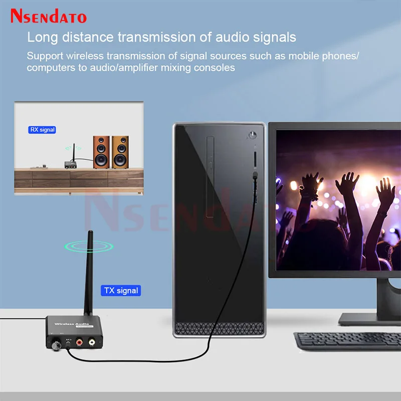Adaptador receptor y transmisor de Audio inalámbrico de 50M, adaptador inalámbrico Digital de 2,4G con AUX R/L de 3,5mm para TV Box, DVD, altavoz para ordenador portátil - imagen 5