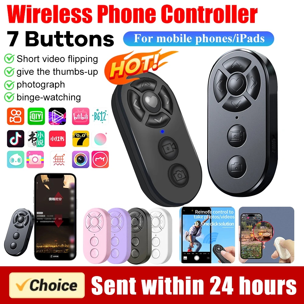 Mando a distancia recargable con 7 botones, palo de Selfie inteligente con Bluetooth, cámara para ios y Android, fotos y vídeos