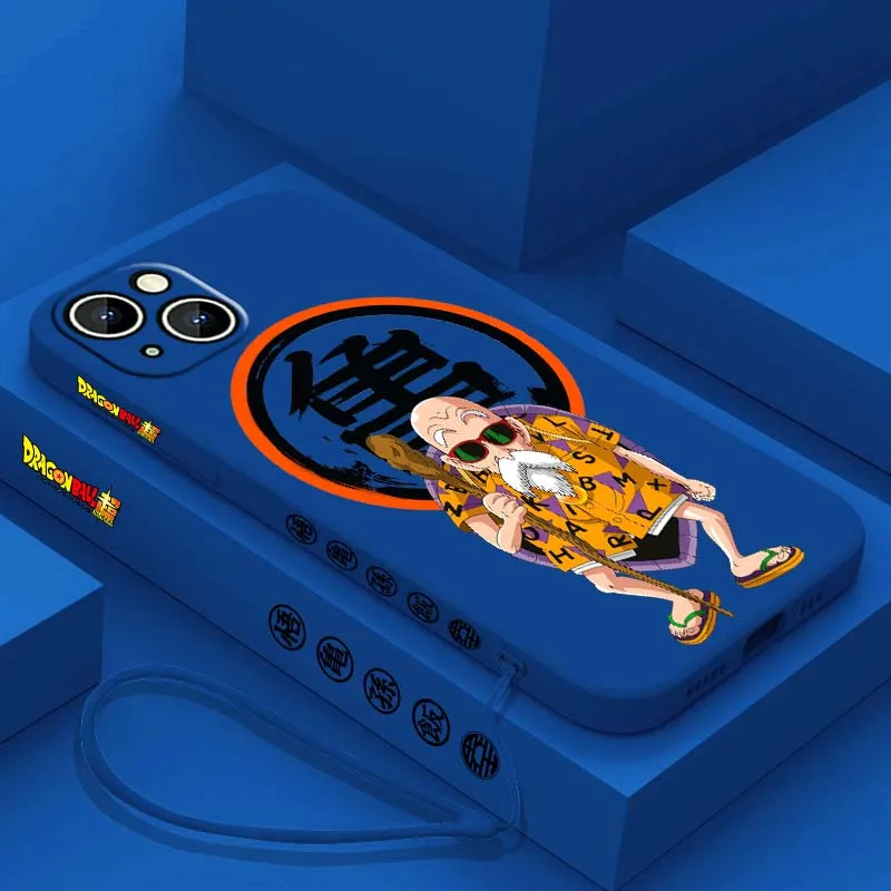 D-Dragon Ball Anime Master Roshi funda para Apple iPhone 17 16 15 14 13 12 11 Air Mini Plus Pro Max funda de teléfono con cuerda izquierda líquida - imagen 4