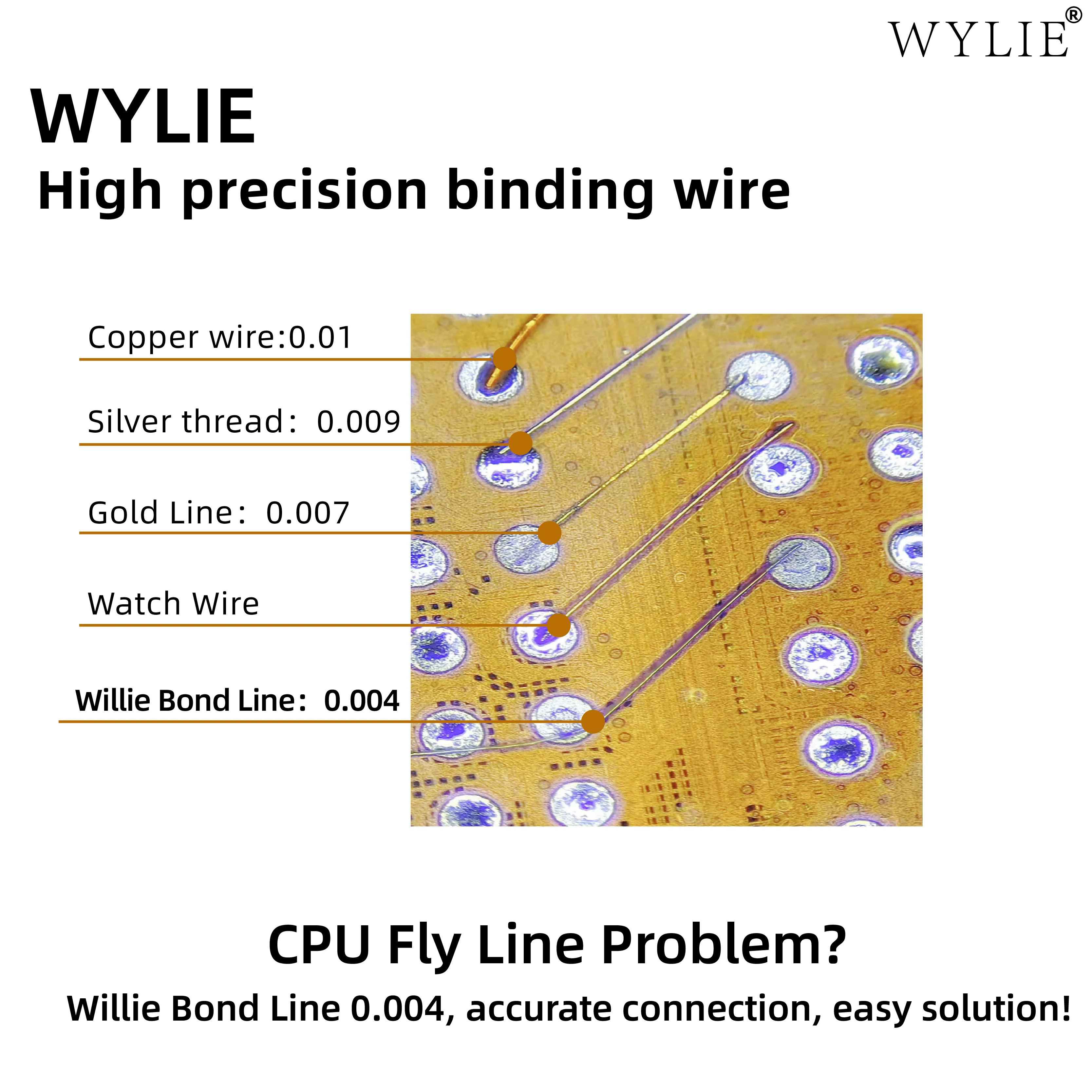 WYLIE Fix-0.004mm línea voladora de reparación de placa base de teléfono móvil de encuadernación de alta precisión 200 metros línea voladora de punto de llenado de CPU - imagen 5