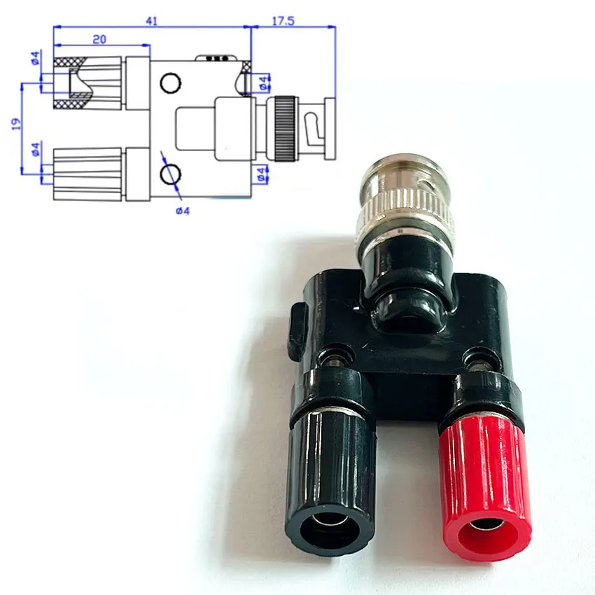 1 Uds Q9 BNC Banana a dos Dual 4mm Banana macho hembra conector Coaxial BNC tipo T divisor de 3 vías adaptador RF de alta calidad - imagen 3